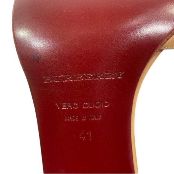 BURBERRY Open Toe Leather  Heeled Mules Womens Slide Sandals Size EU 41/ US 10.5 - Picture 13 of 15